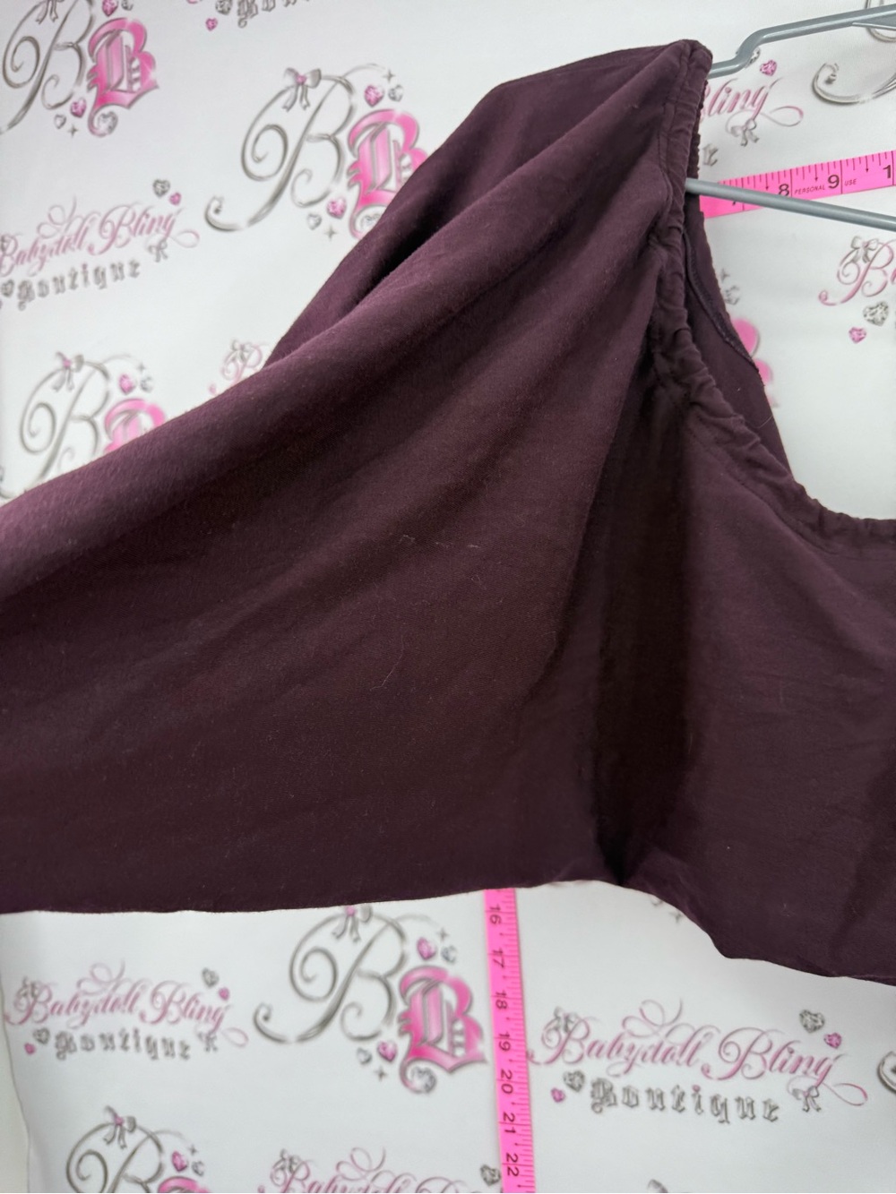 Top flowy hippie Women’s Cropped Peasant Top - Deep Plum - Picture 2 of 10
